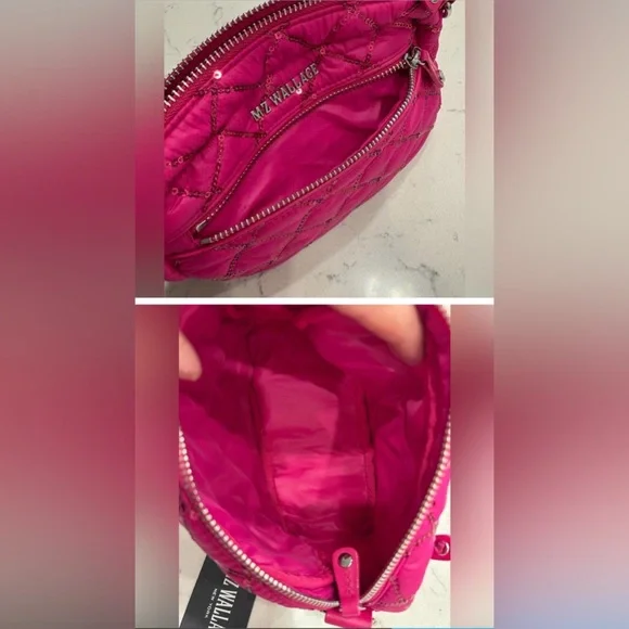 NWT MZ Wallace Mini Sequin Pink Quilted Crossbody Bag - Picture 9 of 9